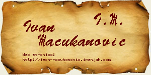 Ivan Mačukanović vizit kartica